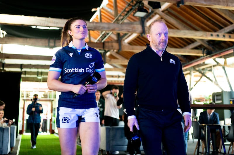 Scotland captain Helen Nelson and head coach Bryan Easson. Photograph: Jordan Pettitt/PA