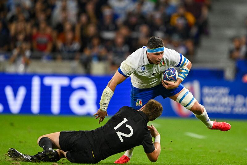 Seb Negri in action for Italy against New Zealand in the recent World Cup. Photograph: Sebastien Bozon/AFP via Getty Images 