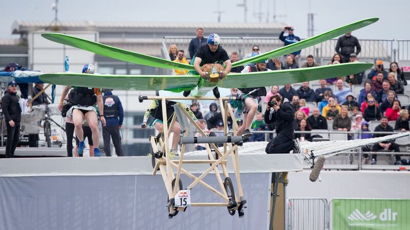 Red Bull Flugtag entrants at Dún Laoghaire Harbour: World of a Big Bug Team. Photograph: Tom Honan