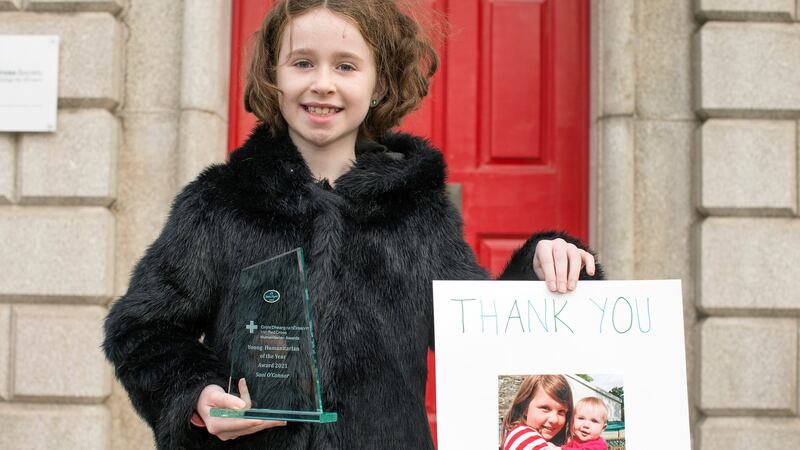 Cork climate activist Saoi O’Connor was awarded the   Young Humanitarian of the Year award in the annual Irish Red Cross Humanitarian Awards. Photograph: Tony Gavin