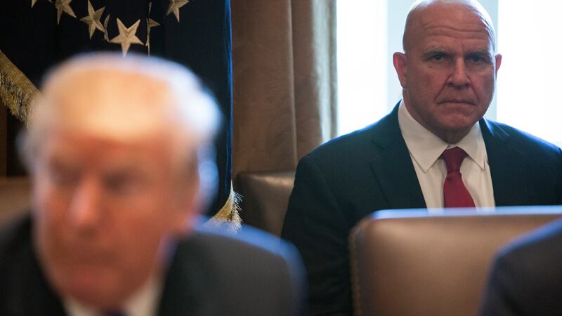 National Security Adviser HR McMaster looks on as President Donald Trump holds a meeting of the Cabinet in the Cabinet Room the White House in Washington DC. Photograph: Tom Brenner/The New York Times