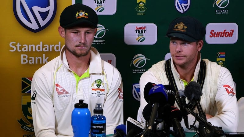 Cameron Bancroft (L) and Steve Smith admitted to ball-tampering during the third Test against South Africa. Photograph: AFP