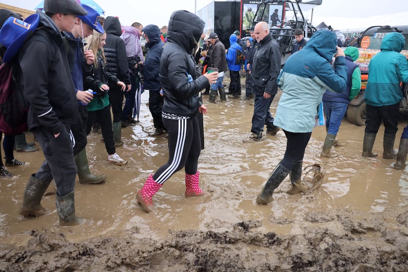 Wellington boots were the event's most popular and practical fashion statement. Photograph: Dara Mac Dónaill/The Irish Times