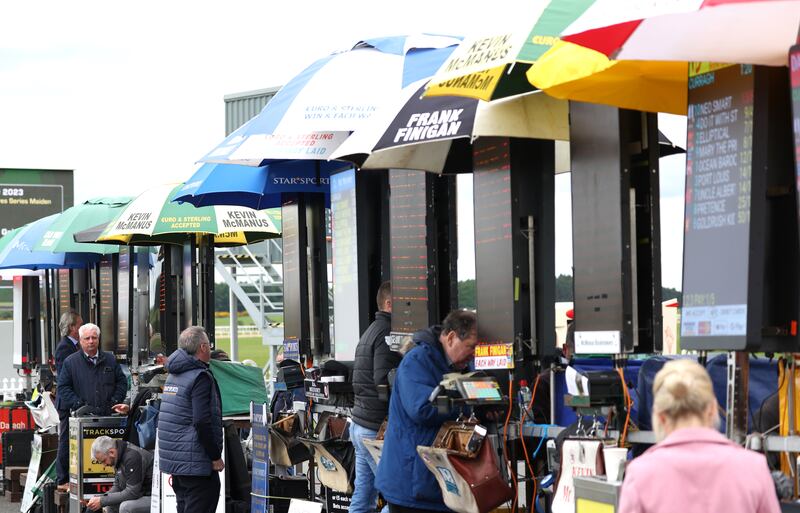 The betting stalls at the Curragh racecourse on bank holiday Monday. Photograph: Damien Eagers/PA 