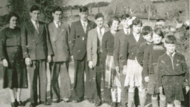 Eileen Maguire (then Carolan) in 1953, with her mother and her brothers and sisters