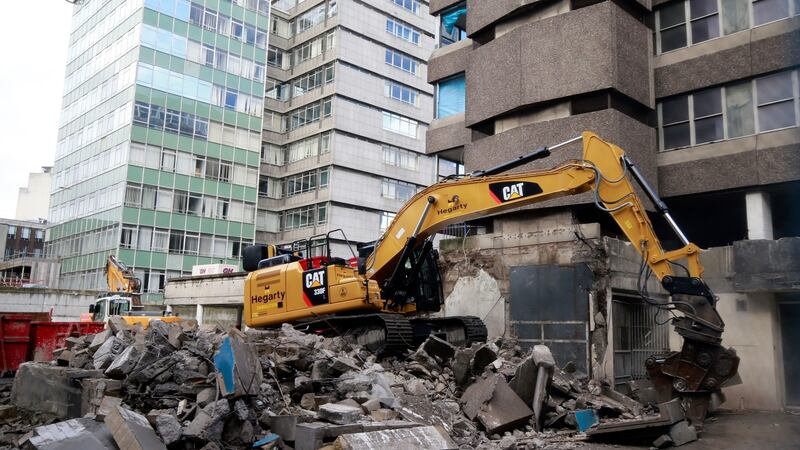 Demolition works underway at Apollo House, Hawkin’s Street, Dublin 2. Photograph: Nick Bradshaw