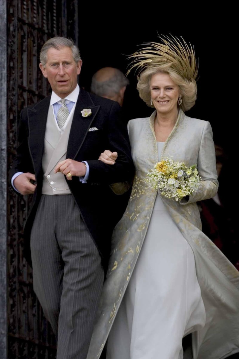 Charles and his bride Camilla at St George's Chapel in Windsor on their wedding day. Photograph: PA