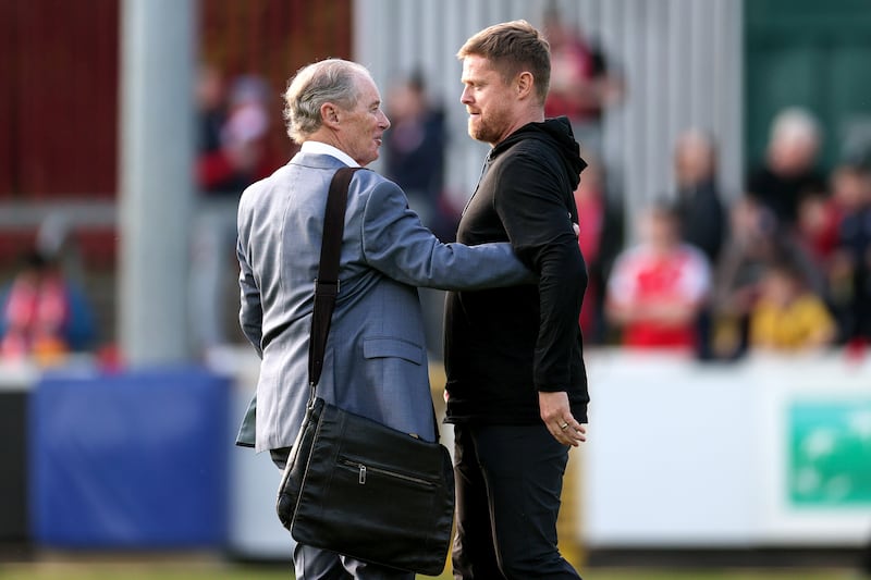 Brian Kerr and Damien Duff at Richmond Park in May. Photograph: Laszlo Geczo/Inpho