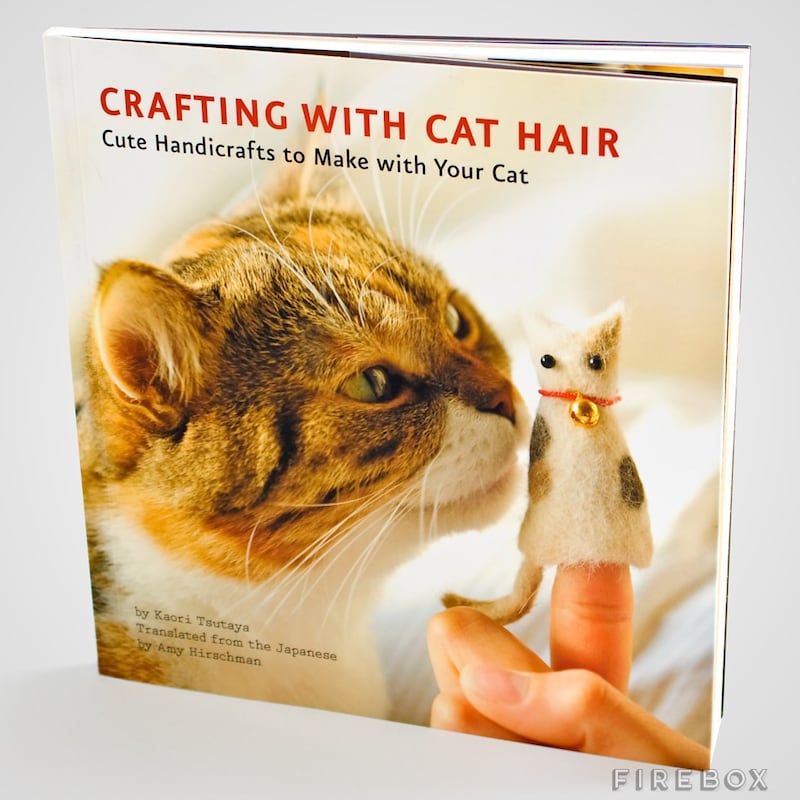 Crafting With Cat Hair, recently translated from Japanese into English, E15.19, offers practical and in some instances pretty solutions to the kilos of cat hair molted by her moggy.