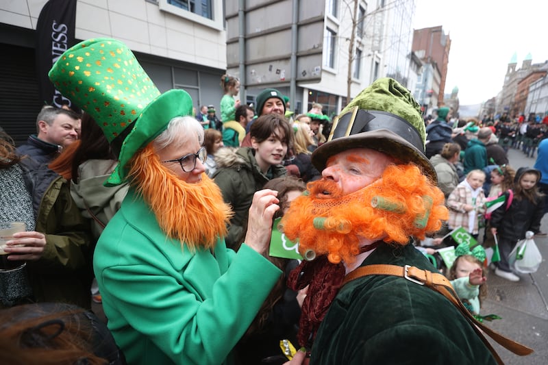 Thousands turned out in Belfast for the city's St Patrick's Day parade. Photograph: Liam McBurney/PA 