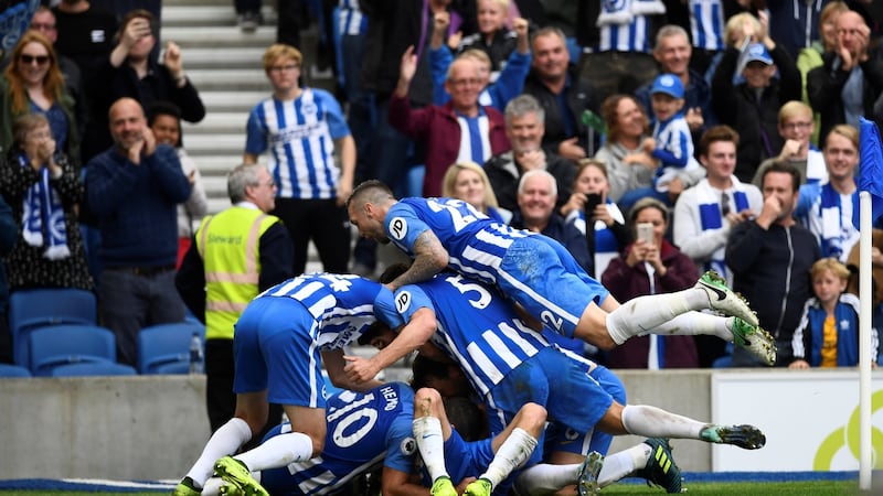 Pascal Gross scored a brace for Brighton against West Brom. Photograph: Dylan Martinez/Reuters