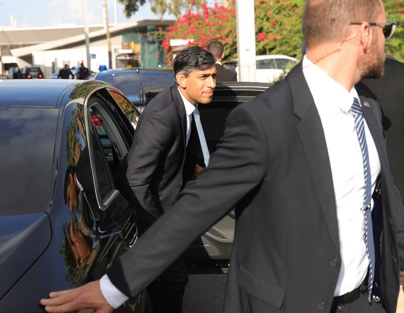 British prime minister Rishi Sunak in Tel Aviv on Thursday. Photograph: Abir Sultan