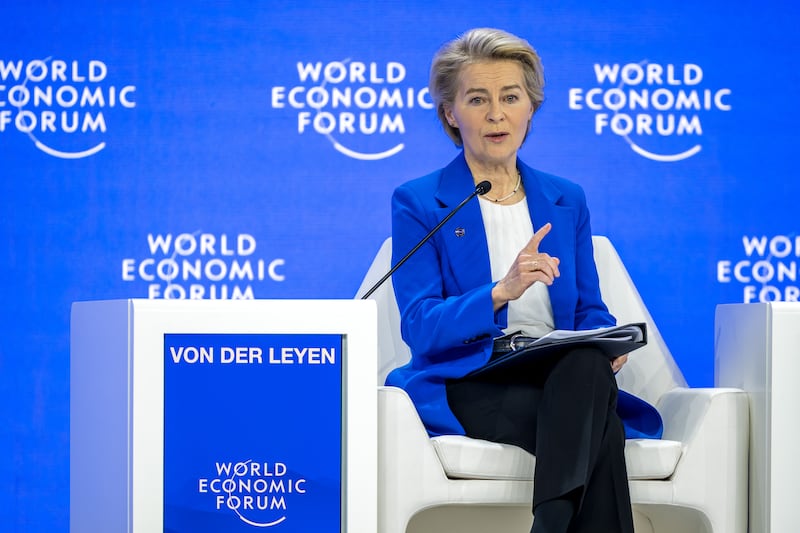 European Commission president Ursula von der Leyen at the World Economic Forum annual meeting in Davos. Photograph: Fabrice Coffrini/AFP via Getty Images