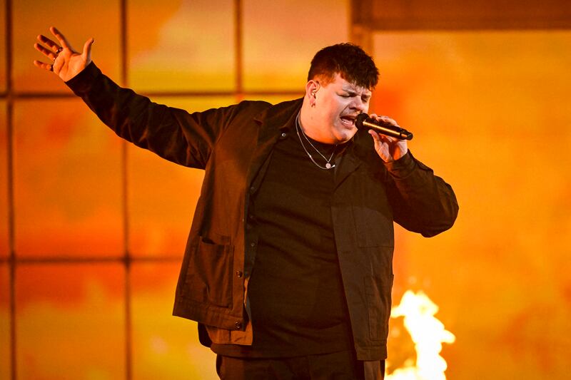 German singer Isaak rehearses for the Eurovision grand final. Photograph: Jessica Gow/AFP via Getty