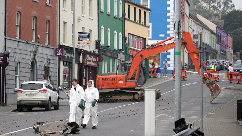 Gardaí at the scene of a double ATM robbery in Kells, Co Meath. Photograph: Colin Keegan/Collins Dublin