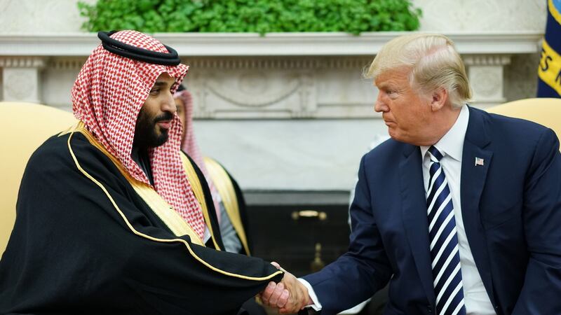 US president Donald Trump with Saudi Arabia’s crown prince Mohammed bin Salman in the Oval Office. Photograph: Mandel Ngan/ AFP/Getty Images