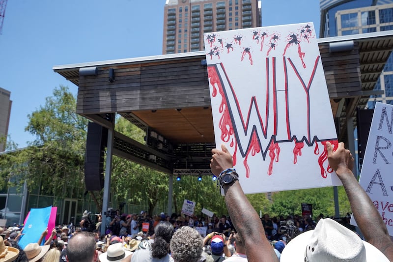 An anti-gun demonstration in Texas in the wake of a massacre at an elementary school. Photograph: Cécile Clocheret/AFP via Getty Images