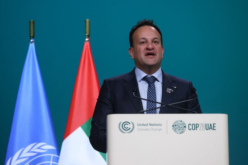 Leo Varadkar, then-taoiseach, speaks at a high-level segment on day three of the COP28 climate conference in 2023. Photographer: Hollie Adams/Bloomberg