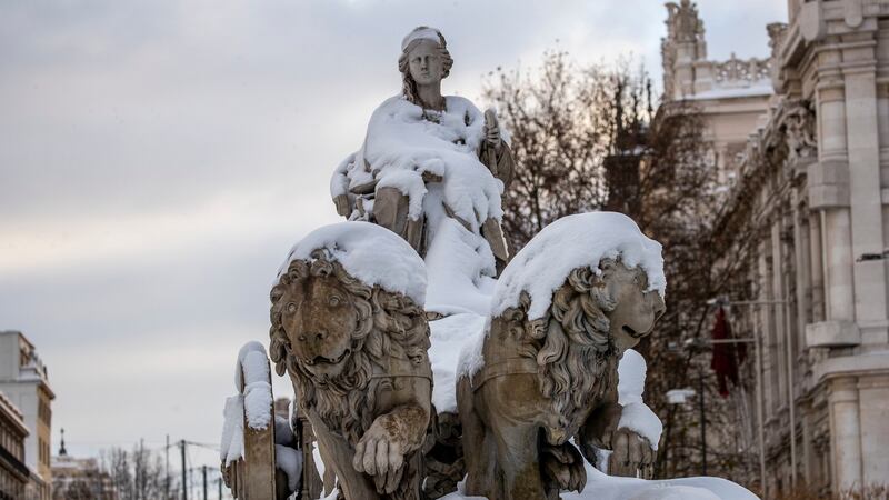 The Cibeles monument in downtown Madrid on Sunday. Photograph: Manu Fernandez/ AP