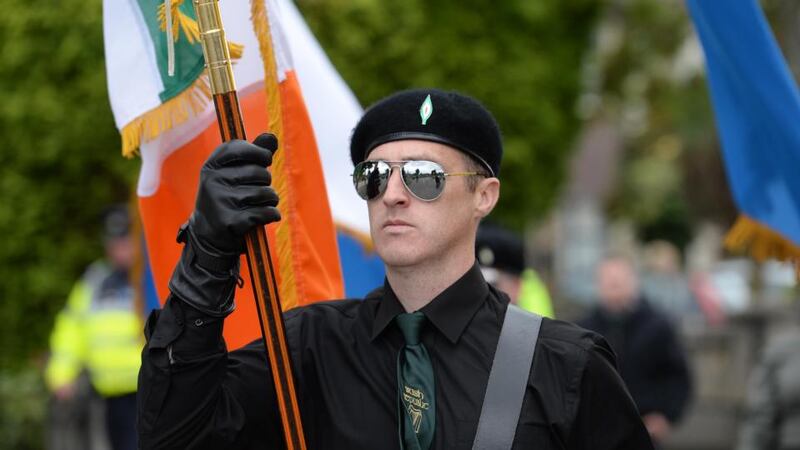 Some of the crowd who marched from the home of Alan Ryan to Balgriffin Cemetery today. Photograph: Dara Mac Dónaill/The Irish Times