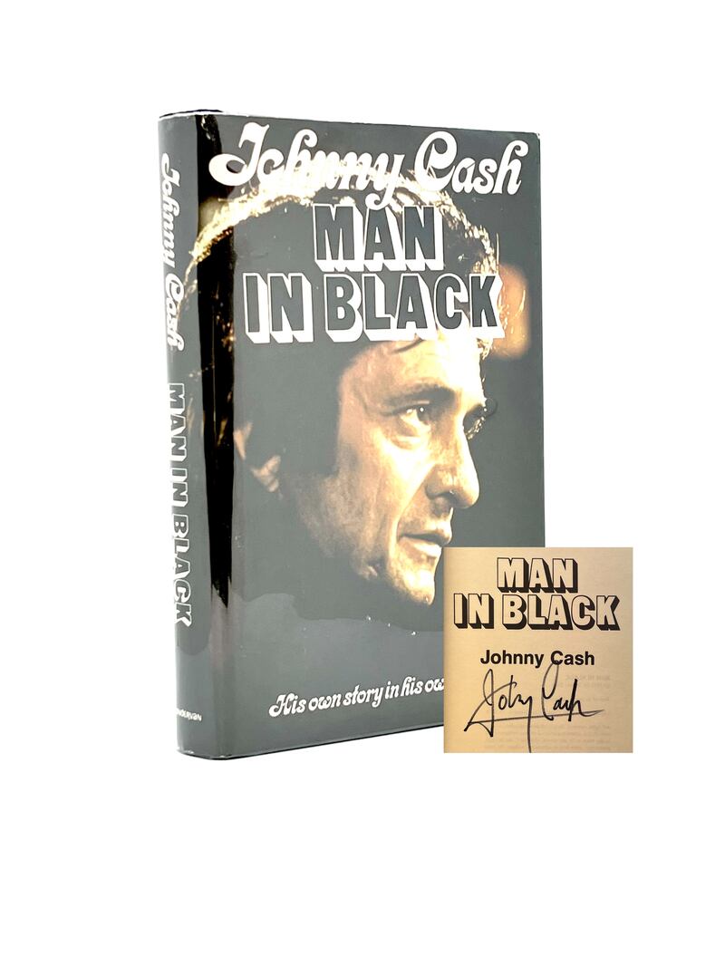 Signed first edition of Johnny Cash, Man in Black, (€625), De Burca Rare Books