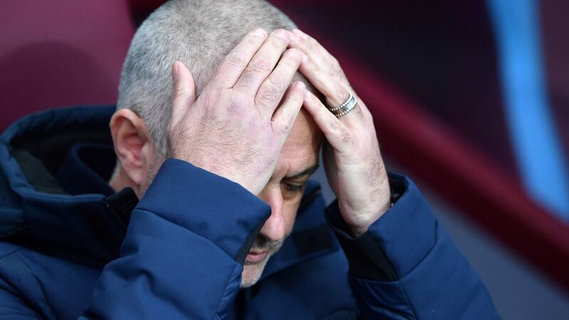 Tottenham Hotspur manager Jose Mourinho and his new haircut. Photograph: Getty Images