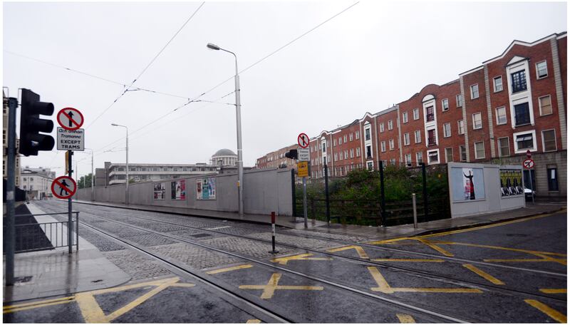 A different view of the same corner of land between Church Street and Lincoln Lane beside the Luas line and close to the Four Courts. Photograph: Bryan O'Brien