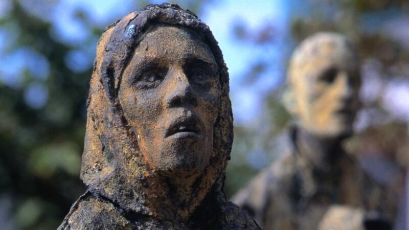 Lesson from history: Rowan Gillespie’s Famine scupture, on Custom House Quay in Dublin. Photograph: Doug McKinlay/Lonely Planet/Getty