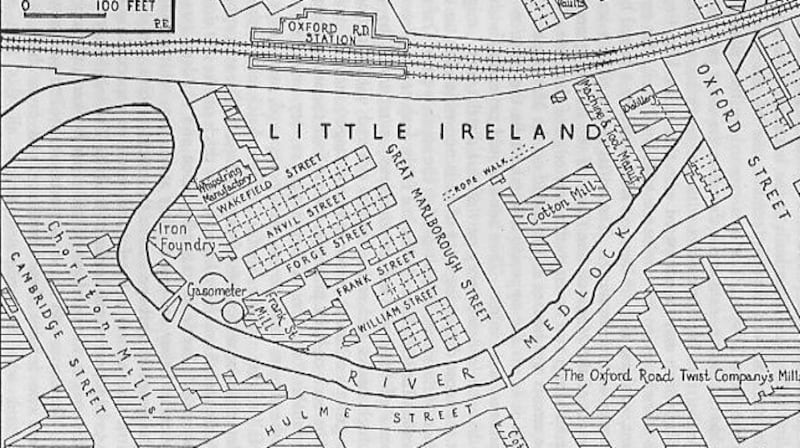 Map of Little Ireland, Manchester, 1849