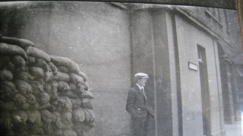 Ernie O’Malley outside the Four Courts in June 1922. Photograph: Courtesy of Merrion Press