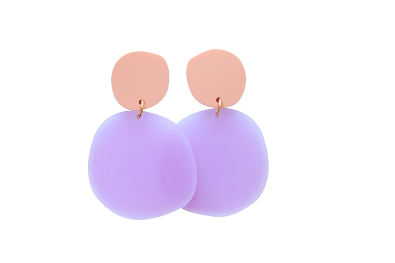 Iris Apfel Peach & Lilac earrings, €48 at A Little Idea