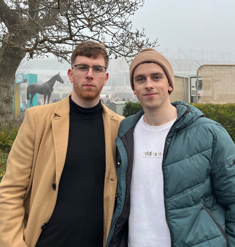 Jordan Lillian and Cathal Cregan enjoy a day at Leopardstown. Photograph: Colm Keena