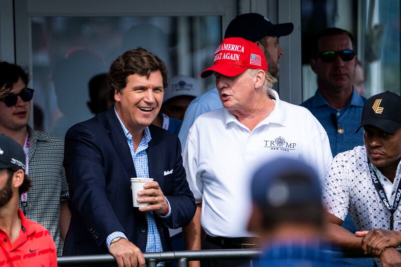 Tucker Carlson and former President Donald Trump at Trump National Golf Club in Bedminster, N.J., July 31st, 2022. Doug Mills/The New York Times