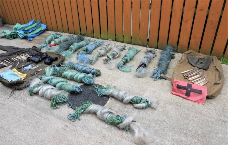 A selection of the illegal items seized including 16 wild salmon near the Lower Drowes.