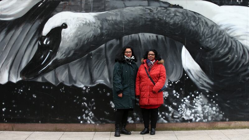 Phoeba Vallomkot with her mother Sara Abraham in Dublin. Photograph: Laura Hutton /The Irish Times