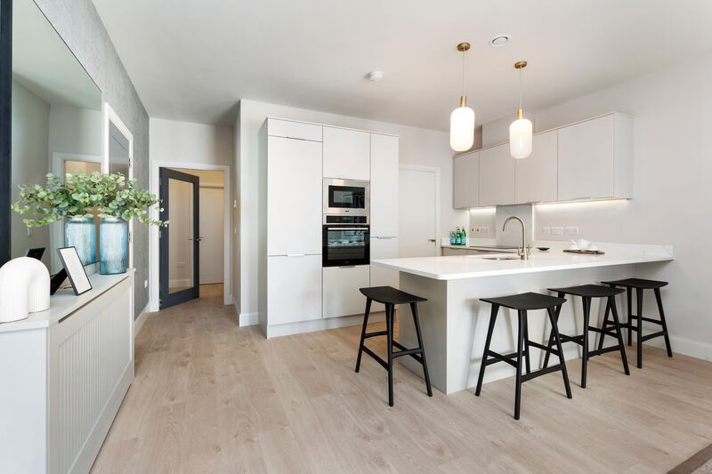 A kitchen in a two-bed apartment