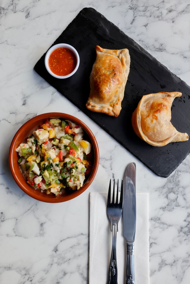 Ceviche; empanada de pino; and empanada de queso, at Table 45. Photograph: Alan Betson/The Irish Times

