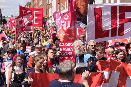 Anti-abortion rally in Dublin hears call for taskforce to address ‘soaring’ abortion numbers