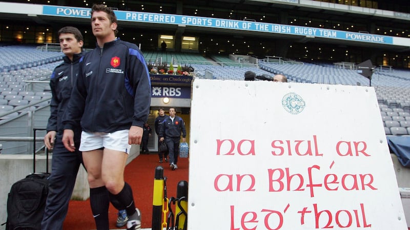 The French players arrive for the Captain’s Run ahead of the match against Ireland. Photograph: Inpho