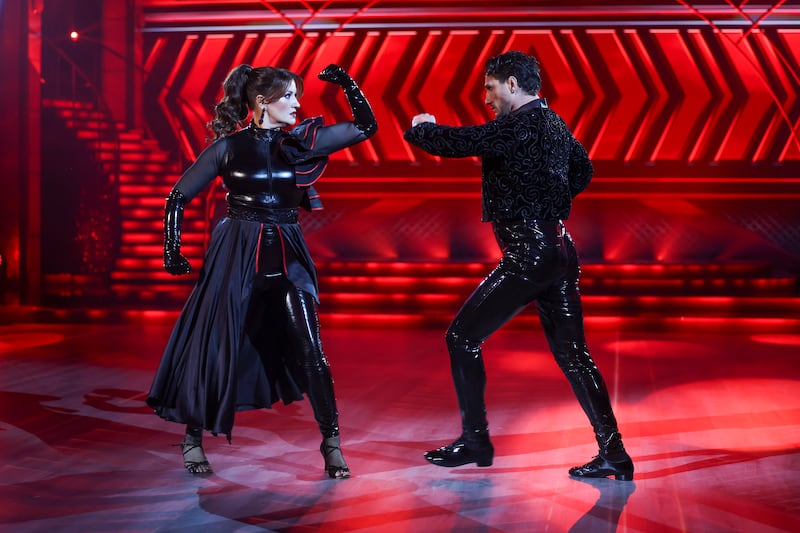 TV Presenter Elaine Crowley with dance partner Denys Samson. Photograph: Kyran O’Brien/kobpix