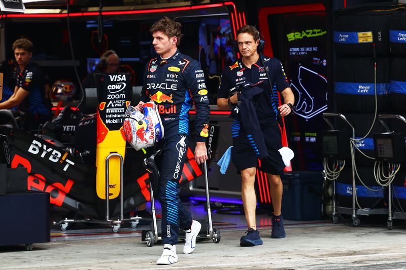 Max Verstappen of the Netherlands and Oracle Red Bull Racing looks on. Photograph: Mark Thompson/Getty