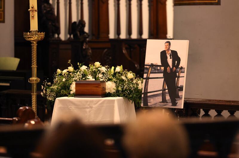 The memorial service for showband singer Brendan Bowyer, in the Cathedral of the Most Holy Trinity Within, in Waterford city.
Photograph: Dara Mac Dónaill










