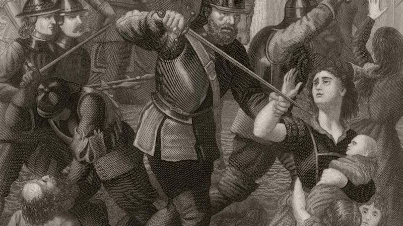 Oliver Cromwell’s troops put civilians to the sword after the siege of Drogheda in September 1649. Image: Archive Photos/Getty Images