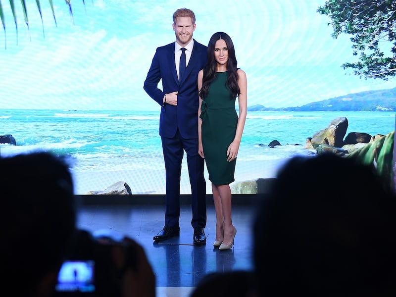 Megxit Britain: Harry and Meghan’s new spot at Madam Tussauds in London. Photograph: Andy Rain/EPA