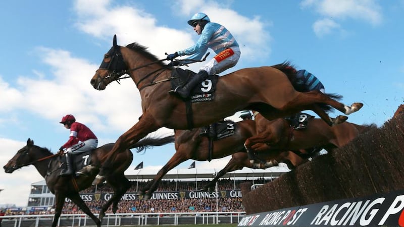 Western Warhorse ridden by Tom Scudamore  on their way to winning the Racing Post Arkle Challenge Trophy Chase. Photograph:David Davies/PA Wire