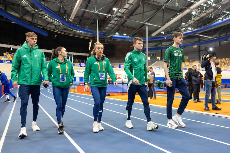 Cathal Doyle (1500m), Phil Healy (Women’s 4x400m relay), Lauren Cadden (400m), Marcus Lawlor (mixed 4x400m relay) and David Bosch (mixed 4x400m relay). Photograph: Morgan Treacy/Inpho