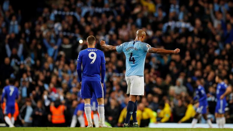 After scoring the winner against Leicester City, City’s captain fantastic. Photograph: Getty Images