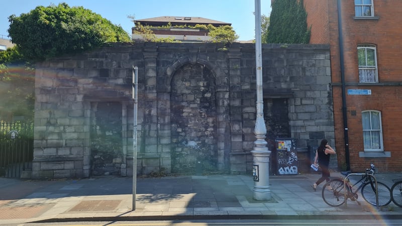 The bricked up entrance to the Church of St Nicholas Within on Nicholas Street in Dublin, where James Ussher was baptised and close to where he lived.