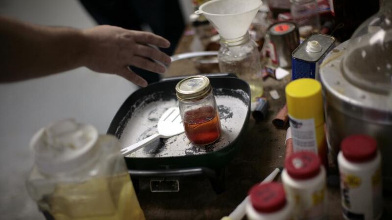 Shake and bake: a mock home lab that the Drug Enforcement Administration uses for training. Photograph: Chuck Kennedy/MCT via Getty