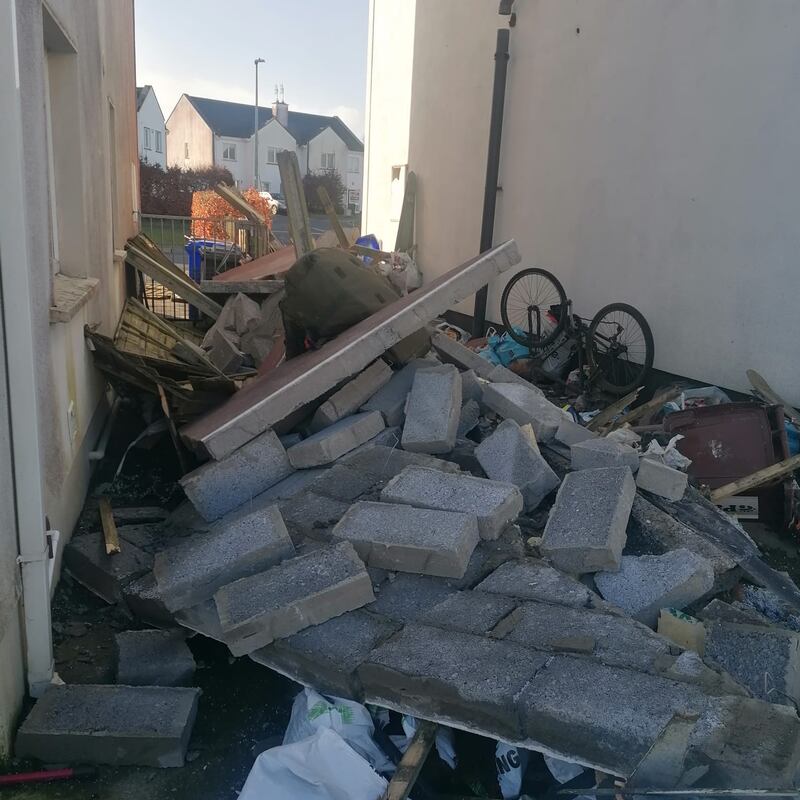 The Egans' home after Storm Éowyn damaged it. Photograph: Shane Egan/PA